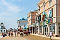 People strolling on the famous Ocean City Boardwalk 