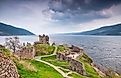 Urquhart Castle overlooking Loch Ness in Scotland