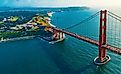 Aerial view of the Golden Gate Bridge in San Francisco, CA