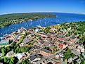 Aerial view of Belfast, Maine.