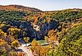 Beautiful landscape of Turner Falls, Oklahoma in the fall.