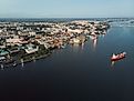 The city of Arkhangelsk along the shores of the Dvina Bay.