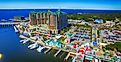 Aerial view of the city skyline in Destin, Florida.