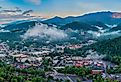 Overlooking Gatlinburg, Tennessee, downtown skyline.