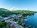 Aerial view of Lake George, New York.