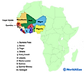 Map of the 16 countries of West Africa