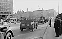 German troops enter Oslo, May 1940. In the background is the Victoria Terrasse, which later became the headquarters of the Gestapo.