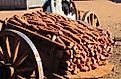 A cart loaded with cassava in Madagascar. 