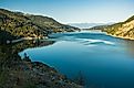 Lake Koocanusa with a bridge in Montana, United States