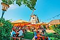 People sit outside at the Solvang Brewing Company, Solvang, California. Image credit HannaTor via Shutterstock