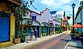 Aviles street shopping district in the Historic St. Augustine Florida the oldest city in America.  Editorial credit: Dennis MacDonald / Shutterstock.com