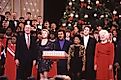 Barbara Bush, far right, at Christmas 1991. Editorial credit: mark reinstein / Shutterstock.com. 