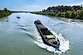 Coal being transported on the Rhine River. 