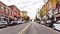 Wide-angle view of Main street, buildings and street. Lincoln Theater on right. marion virginia