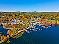 Aerial view of Wolfeboro, New Hampshire.