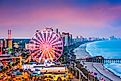 The sparkling city of Myrtle Beach at twilight.