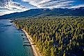 Aerial View of the Vacation Community of Incline Village on Lake Tahoe in Winter.