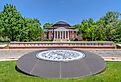 University of Louisville Entrance and logo with campus building. Image credit wolterke via AdobeStock.