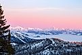 Glacier National Park pink mountain sunset.