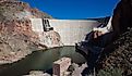 Lake Powell and Glen Canyon Dam in the Desert of Arizona.