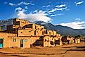 The ancient dwellings of Taos Pueblo, a UNESCO World Heritage Site in New Mexico.