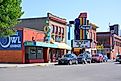 View of downtown Livingston, a town and county seat of Park County, Montana