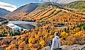 Fall colours in Franconia Notch State Park. White Mountain National Forest, New Hampshire, USA.