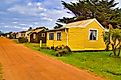 Colorful wooden homes in the town of Pemberton, Western Australia.