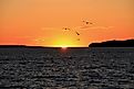 Sunrise over Lewis and Clark Lake near Yankton, South Dakota.