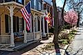 A residential street in historic Chestertown, via George Sheldon / Shutterstock.com