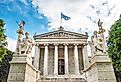 The Academy of Athens, an impressive classic architecture in Athens, Greece.