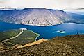 Kathleen Lake in Kluane National Park, Yukon as seen from King's Throne summit.