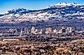 City of Reno, Nevada, cityscape showing the downtown skyline with hotels, casinos and surrounding residential area. Editorial credit: Gchapel / Shutterstock.com