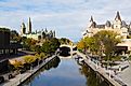 A view up the Rideau Canal towards the Ottawa Parliament. Editorial credit: mikecphoto / Shutterstock.com