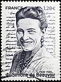 Simone de Beauvoir portrait on postage stamp. Image by spatuletail via Shutterstock.com