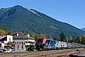 Empire Builder Amtrak Train passing through the Cascade Mountains. Editorial credit: Ian Dewar Photography / Shutterstock.com