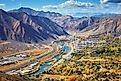 Aerial picture of Glenwood Springs valley in autumn, Colorado, USA.