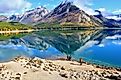 Minnewanka lake in Canadian Rockies in Banff, Alberta, Canada.