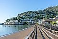 View of Sausalito, California from the wooden pier.