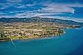 Aerial View of Garden City, Utah on the shore of Bear Lake