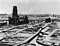 Rotterdam after the entire inner city was bombed by Germans, May 14, 1940. 30,000 civilians were killed when the Dutch defenders refused a German ultimatum to cease defense and surrender.