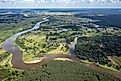 Rural landscape with River Bug near Szumin village, Mazowsze region, Poland