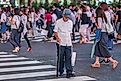 An aged man in the streets of Tokyo, Japan