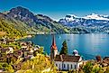 Weggis village, Lake Lucerne, Switzerland. 