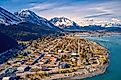 Aerial View of Seward, Alaska, in early summer.