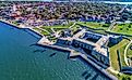 Aerial view of Castillo de San Marcos in St. Augustine, Florida. 