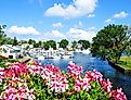 Picturesque view of a small town in Rhode Island.