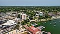 Aerial view of the coast along Lake Geneva in Wisconsin.