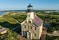 Late afternoon summer photo of the North Lighthouse, New Shoreham, Block Island, Rhode Island.