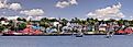 Panoramic view of UNESCO world heritage site of historic downtown Lunenburg and harbor at the Atlantic Ocean, Nova Scotia, Canada